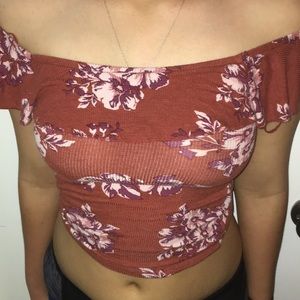 Orange floral off the shoulder